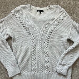 Banana Republic Cream Cable-Detail Crewneck Sweater